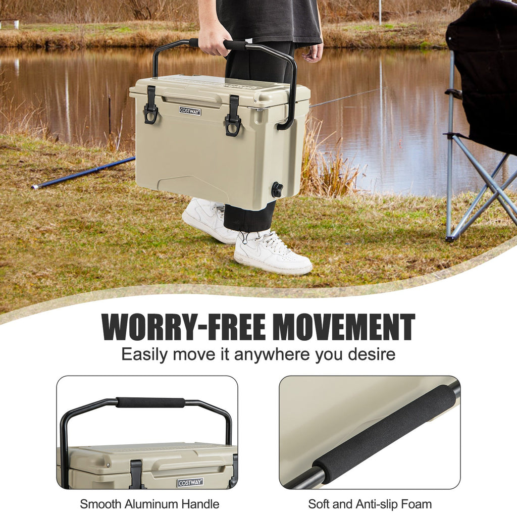 25 QT Hard Cooler with Aluminum Handle and Integrated Cup Holders
