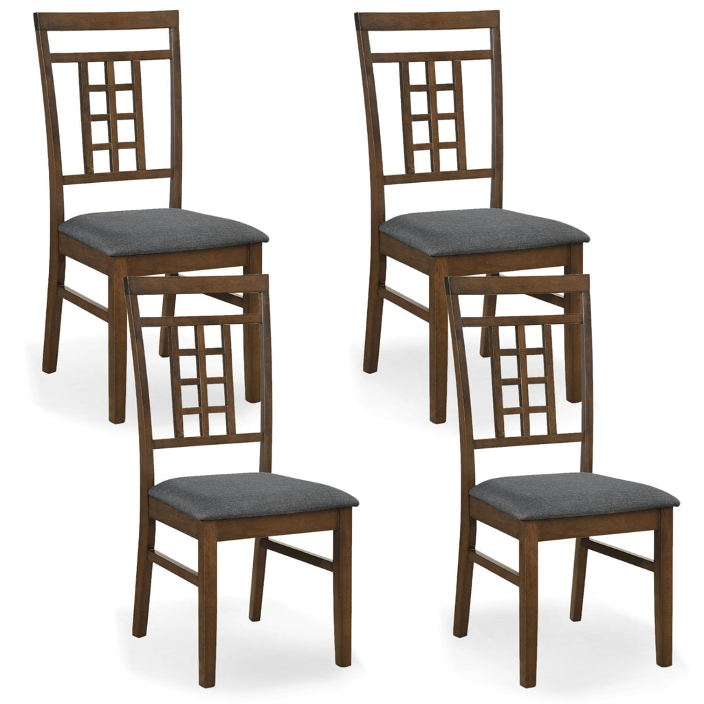 Rubber Wood Dining Chairs Set of 4 with Lattice Back