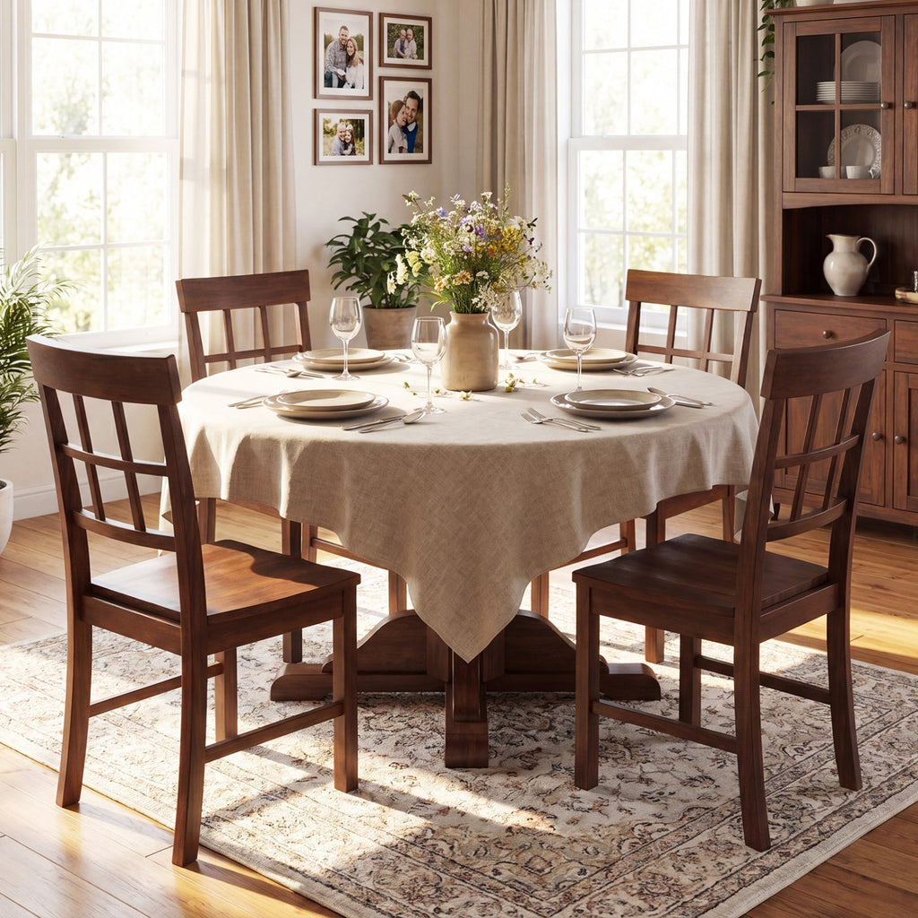 Rubber Wood Dining Chairs Set of 4 with High Backrests