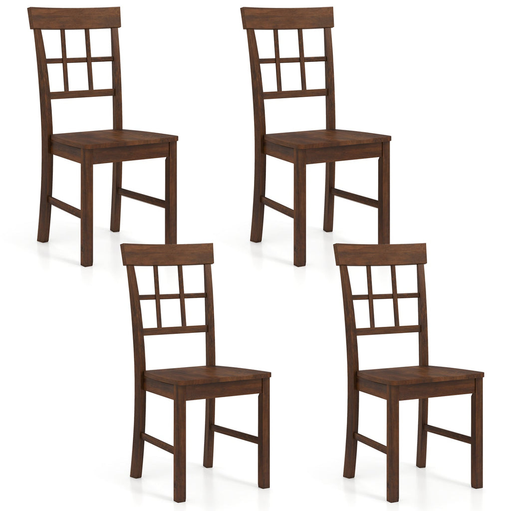 Rubber Wood Dining Chairs Set of 4 with High Backrests