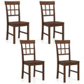 Rubber Wood Dining Chairs Set of 4 with High Backrests