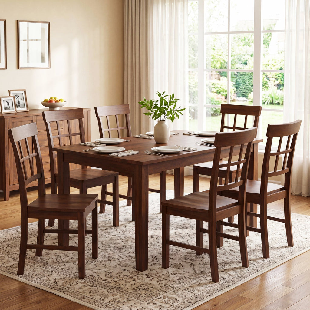 Rubber Wood Dining Chairs Set of 4 with High Backrests