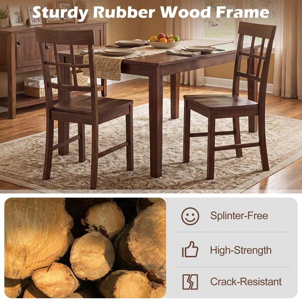 Rubber Wood Dining Chairs Set of 4 with High Backrests