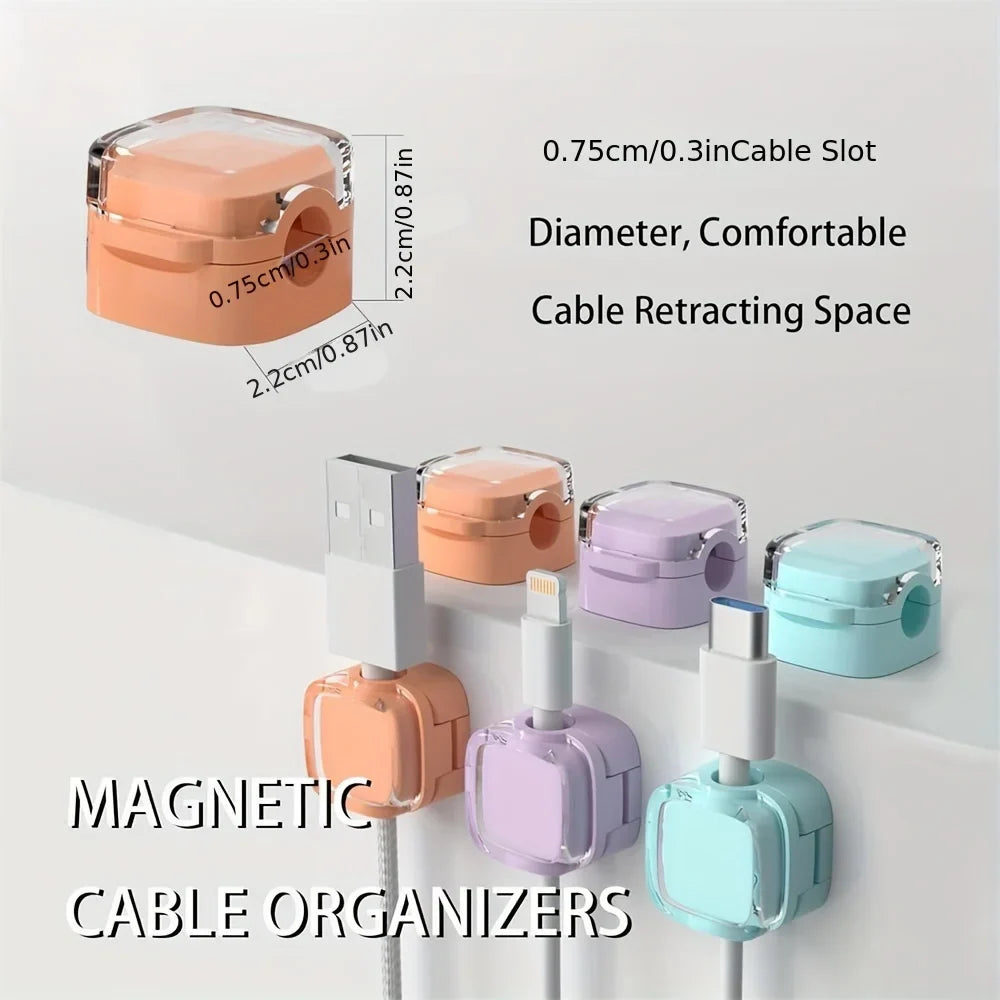 Transparent multi-color data cable fixed hook adhesive magnetic cable organizer