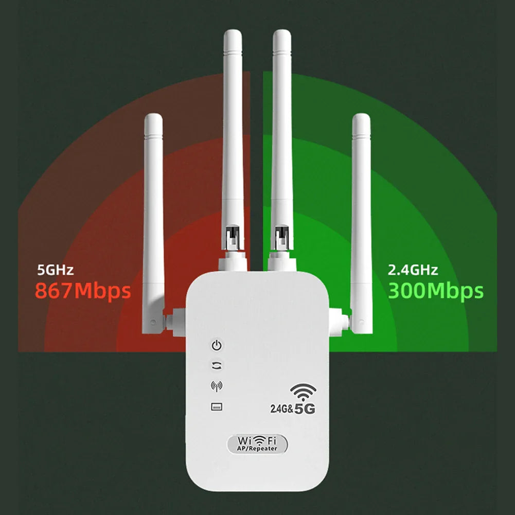 VKTECH 1200Mbps Wireless WiFi Repeater Dual Band Extender