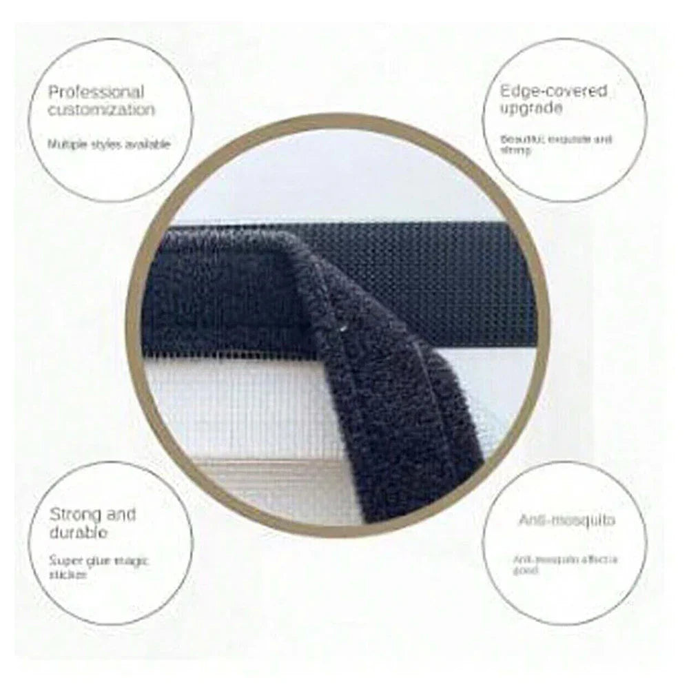 zipper opening style window anti mosquito White mesh with black edging door curtain with multiple sizes, thin mesh invisible gla
