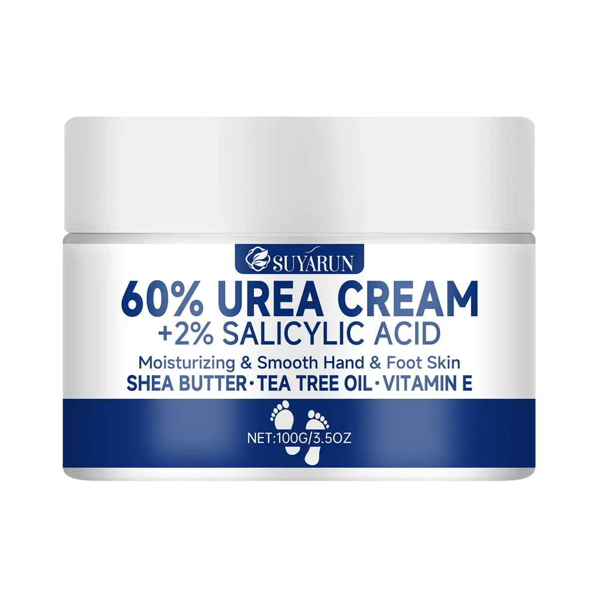 SUYARUN 60% Urea Foot Cream for Cracked Heels & Dry Skin - Intensive Moisturizing Treatment, Callus Remover, Diabetic Foot Care.
