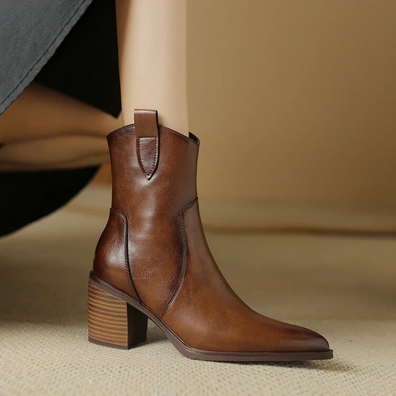 2026 Autumn Women Boots Women Shoes Pointed Toe Chunky Heel Boots Casual Winter Boots Short Modern Boots Chelsea High Heels