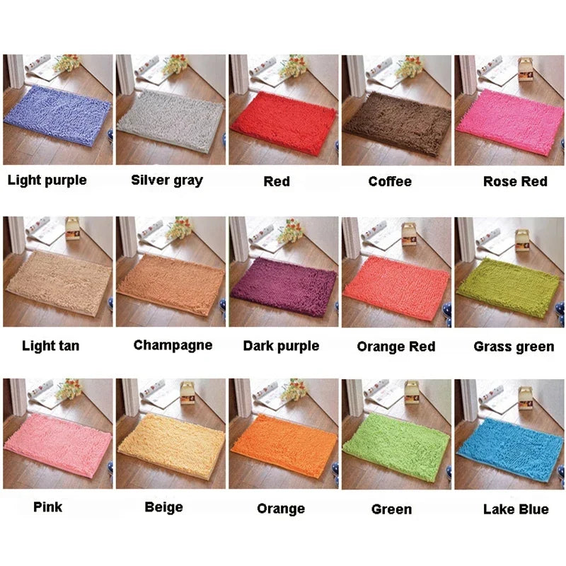 Soft Floor Carpet Non-slip Bathing Room Rug Water Absorption Shaggy Kitchen Rug Door Way Feet Mat Dirt Barrier Cushion Mat Rug