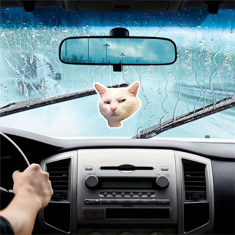 1pc Funny Cat Design Car Aromatherapy Tablet, Car Fragrance Tablet, Car Rearview Mirror Pendant, Wardrobe Aromatherapy Tablet