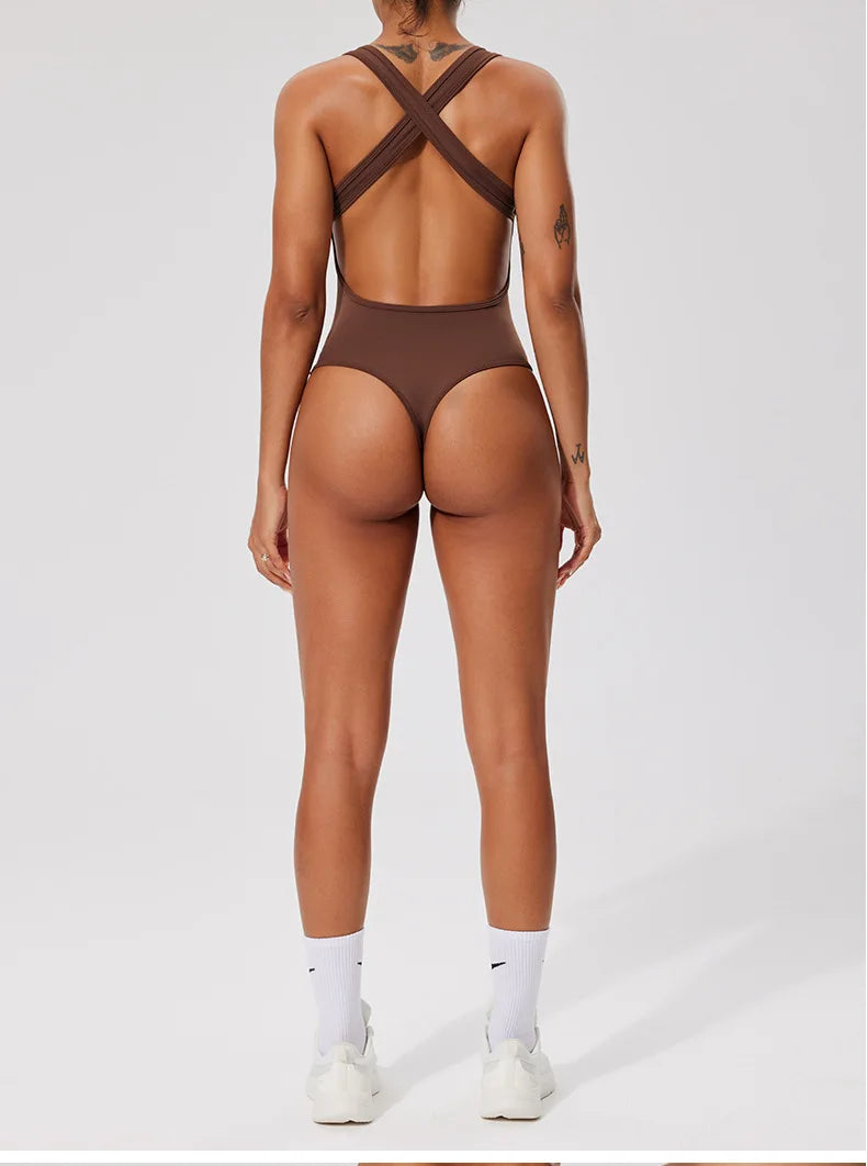 Seamless Yoga Jumpsuit Set Casual Back Base Tight One-piece Corset Slim  Bodysuit Yoga Suit Suspender Sports Fitness Suits Women