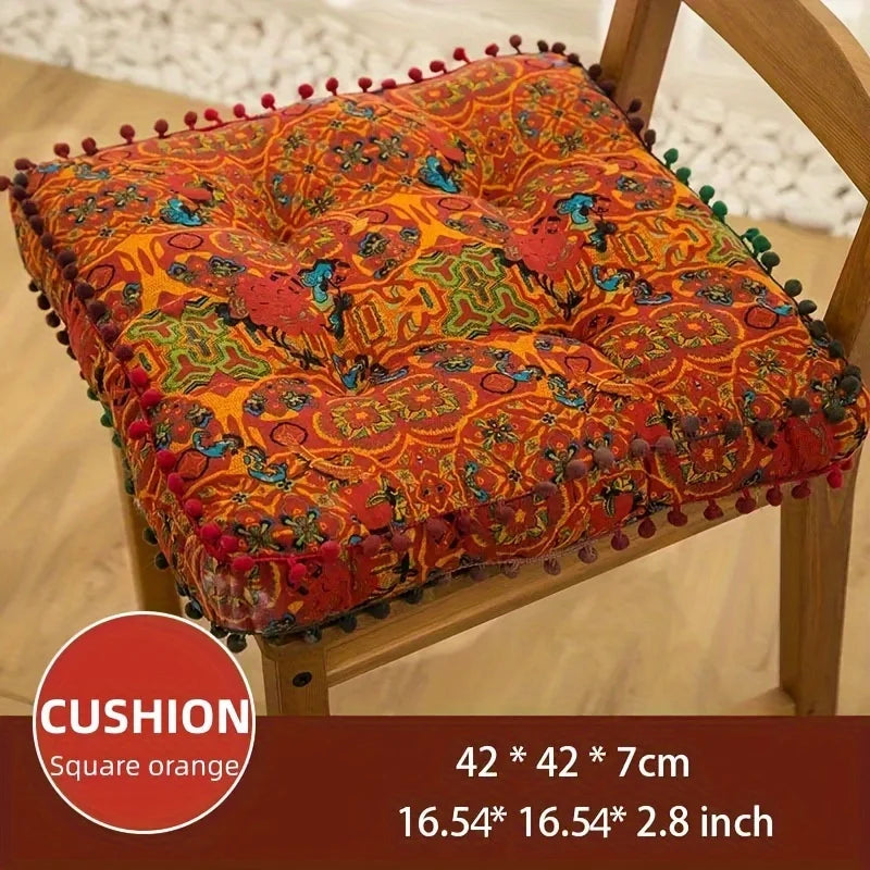 Bohemian Style Square Thickened Floor Pillow, Sofa Cushion - Versatile and Comfortable Seat Pad for Home Decor