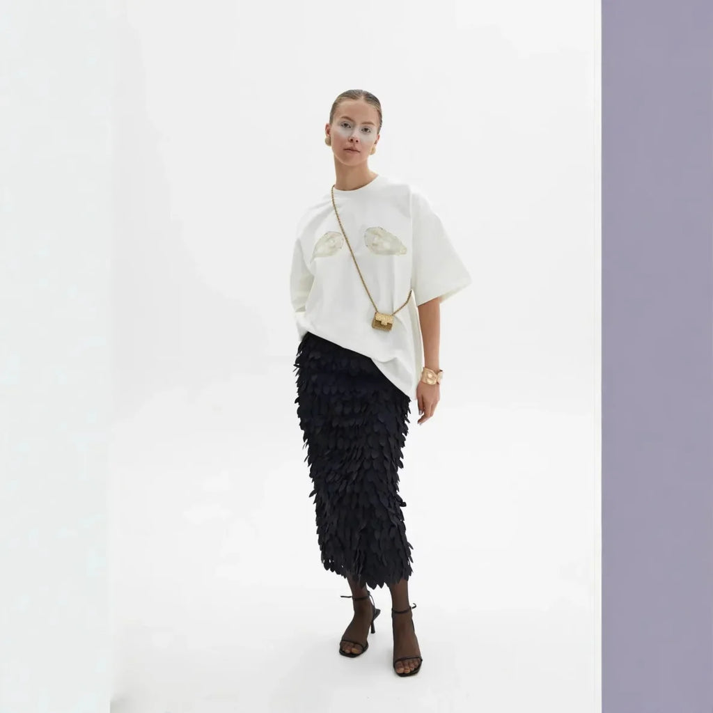 Summer Russian Street Y2k Shell Printed Short-sleeved T-shirt Women Casual American Round Neck Comfortable Half-sleeved T-shirt