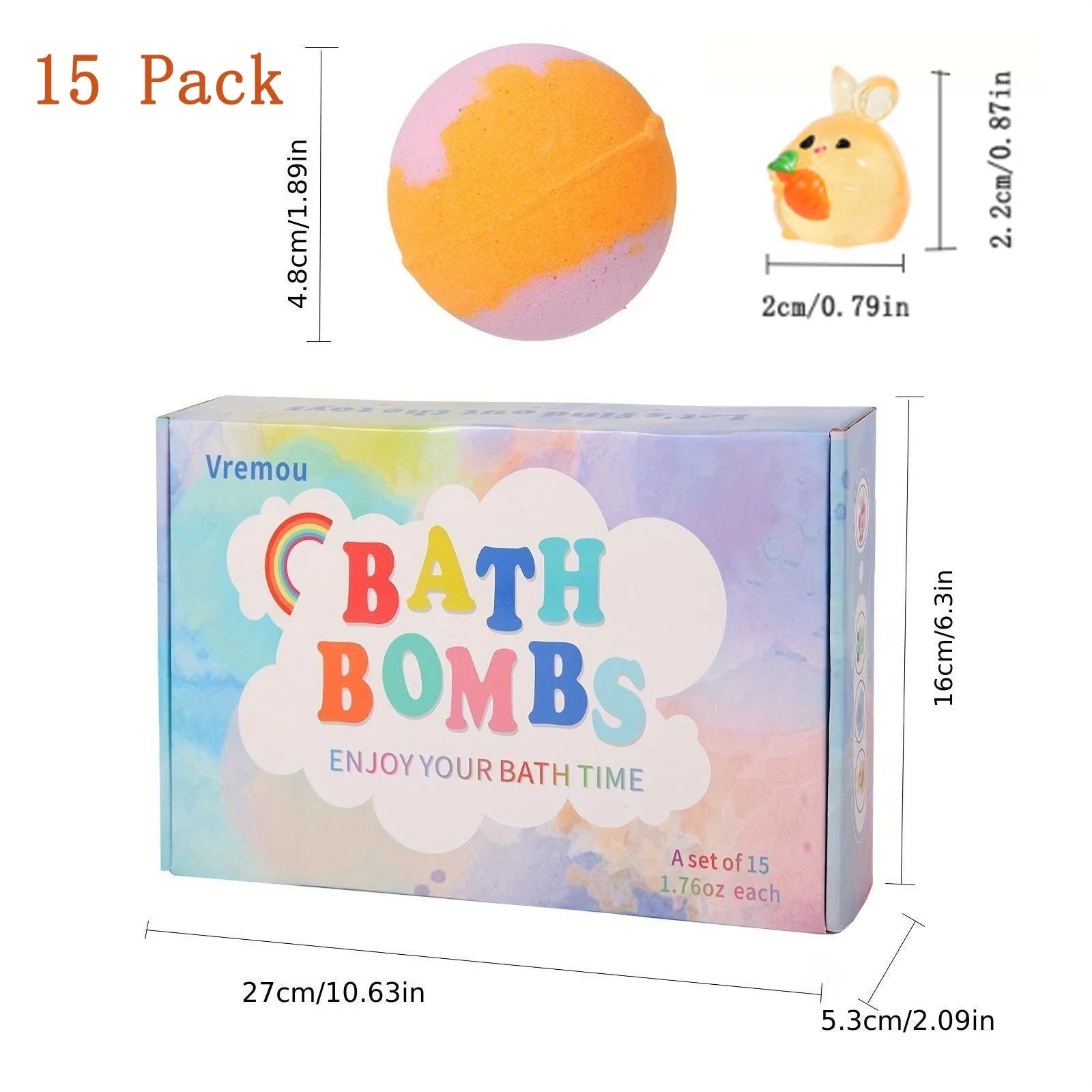 15Pack/24Pack Bath Bombs for Kids with Surprise Inside, Natural Organic Kids Bubble Bath Fizzy for Girls Boys