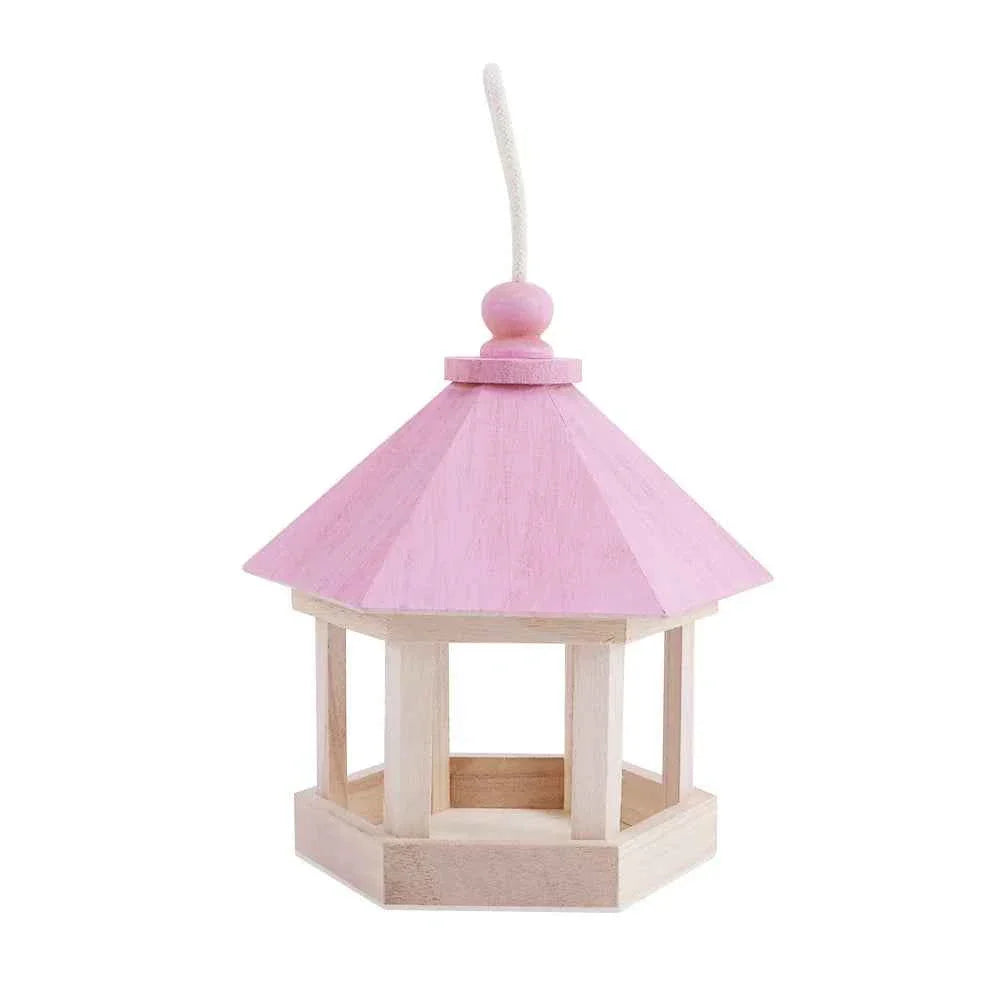 Wooden House Bird Feeder Outdoor Wooden Birds House Hanging Feeding Station Hollow Bird Feeder Food Container for Garden Park