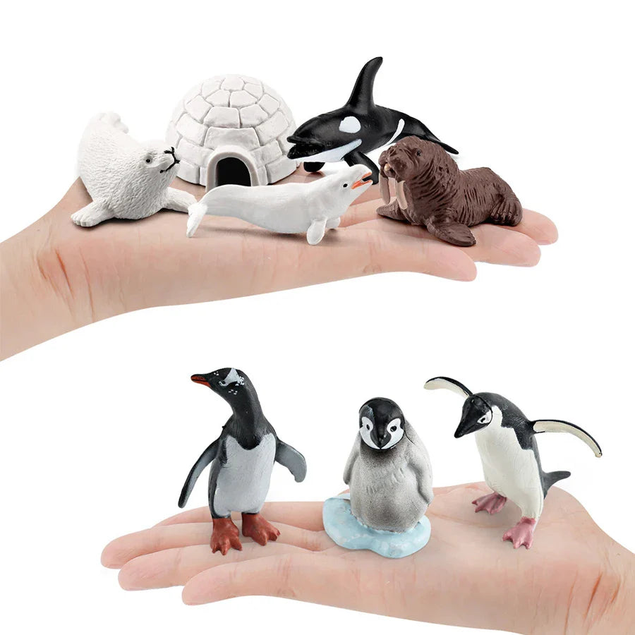 Realistic Mini Ocean Animal Figurines Plastic Marine Sea Creatures Whale Shark Dolphin Turtle Penguin Model Playset Gift for Kid