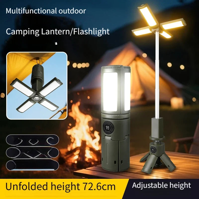 Telescopic Camping Light, Rechargeable Led Multifunctional Lantern, Cordless Dimmable Work Site Lighting, Camping Tent Light, Portable Power Supply (Green) Camping Light