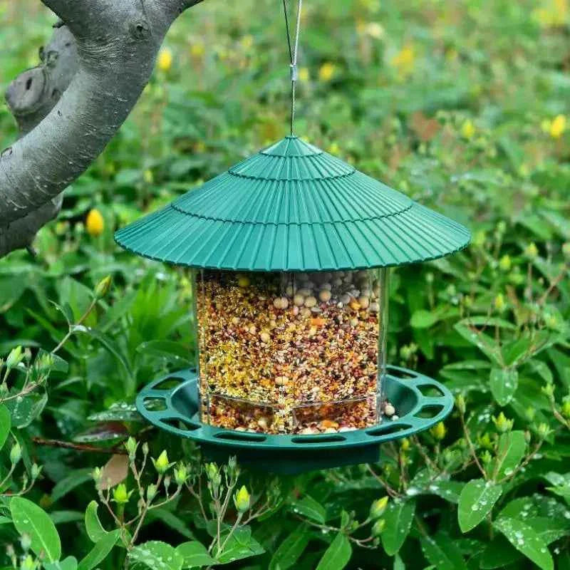 Bird Feeder Automatic Hanging Outdoor Garden Gazebo  Bird Feeding Container With Hang Rope House Decor Pet Supplies