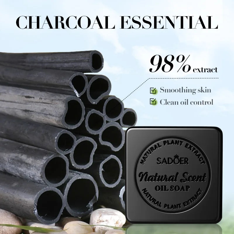Bamboo Charcoal Handmade Soap Women Cleaner Deep Cleansing Body Whitening Soap Shaving Sabonis Skin Lightening Foam 1box
