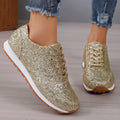 Womens Sparkly Glitter Slip on Sneakers Casual Comfortable Walking Shoes Shiny Flat Loafers Platform Bling Footwear for Ladies