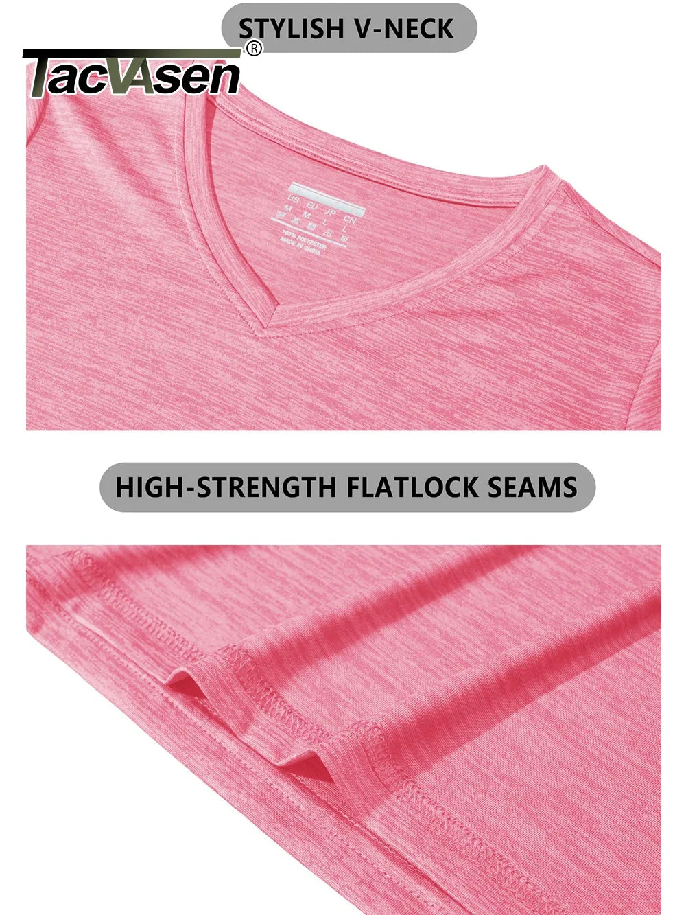 TACVASEN Summer Quick Dry V-Neck T-shirts Womens Short Sleeve Workout T-shirts Athletic Pullover Tops Lightweight Casual Sport T