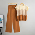 Casual Gradient Summer Knit Pants Sets Women Loungewear 2 Piece Women Set Knitted Tank Top Two Piece Set For Women