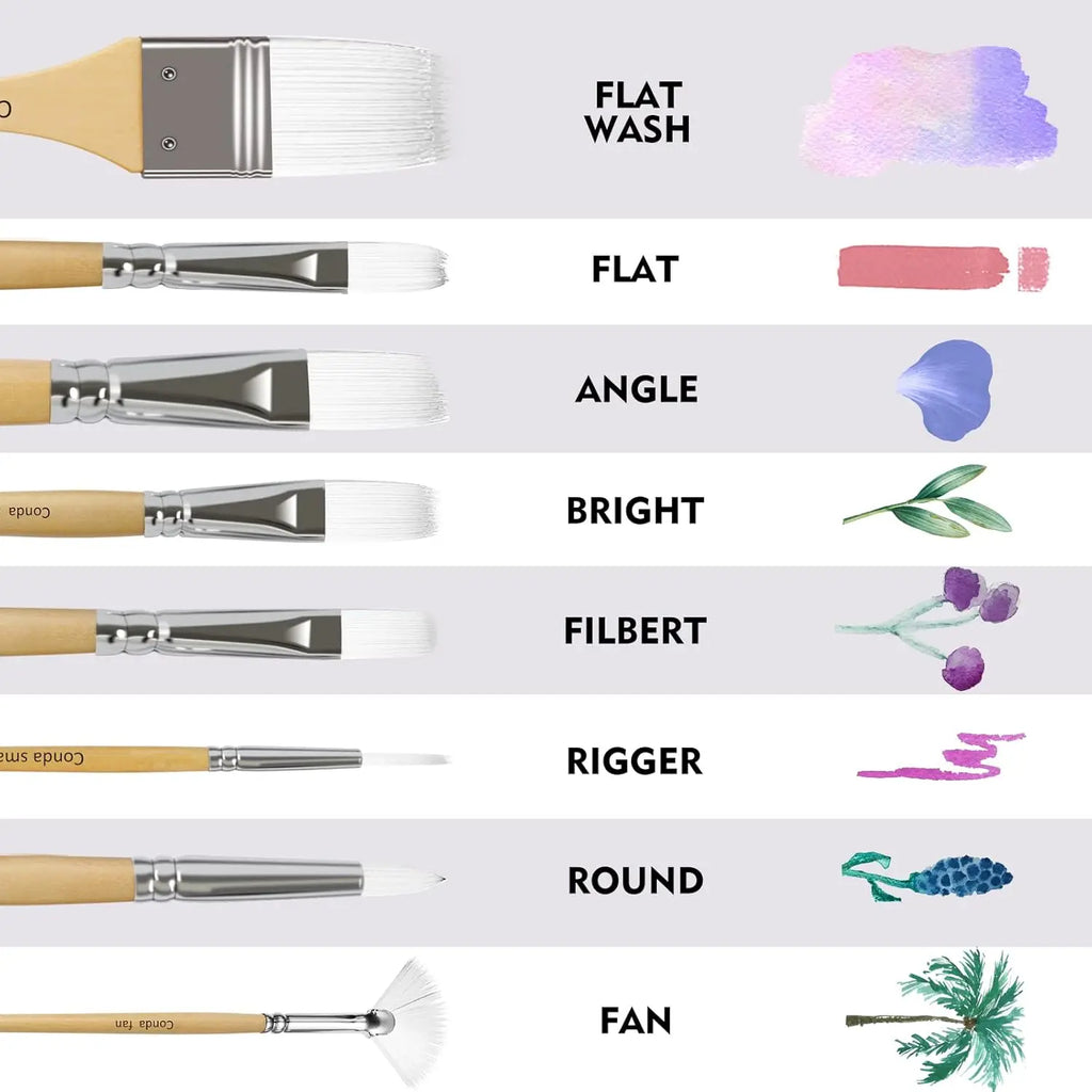 Professional Paint Brush Set 24 Piece For Oil Acrylic Watercolor