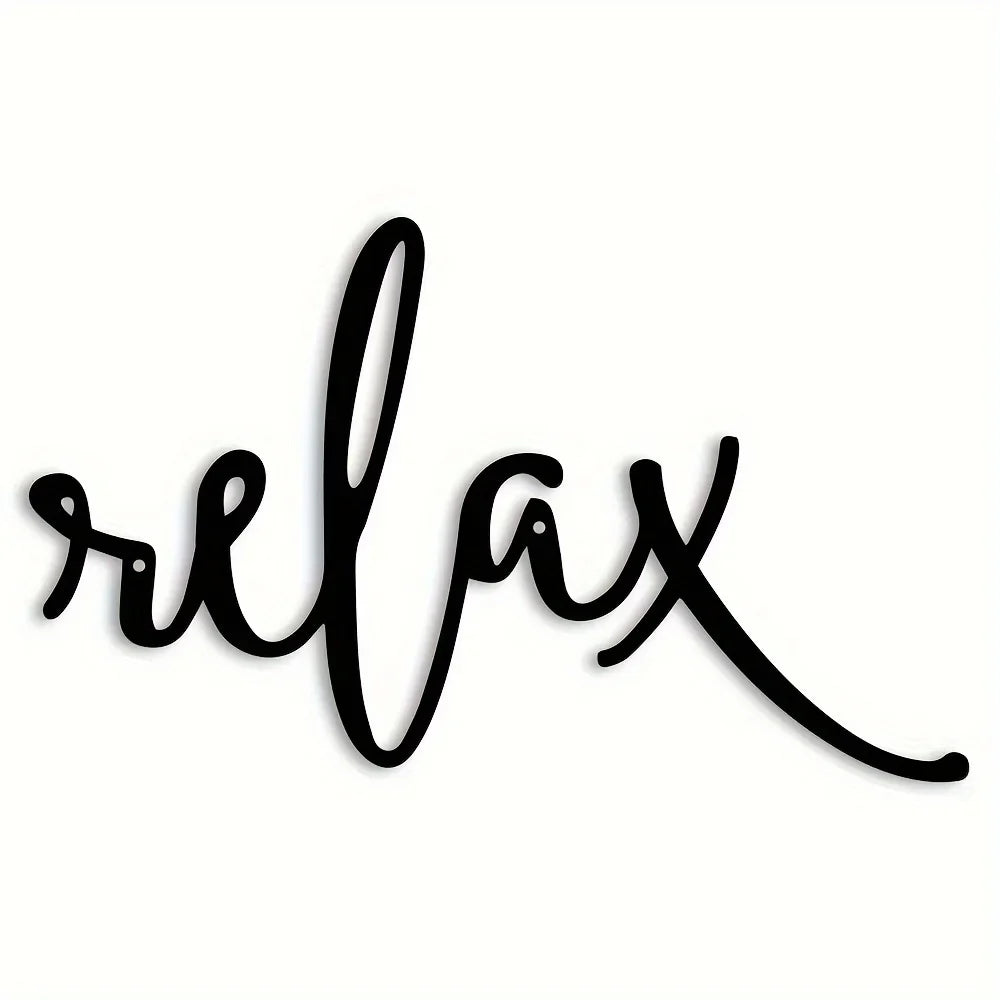 Relaxing Black Metal Iron Sculpture - Modern Wall Art for Bathroom Decor, Easy Hang