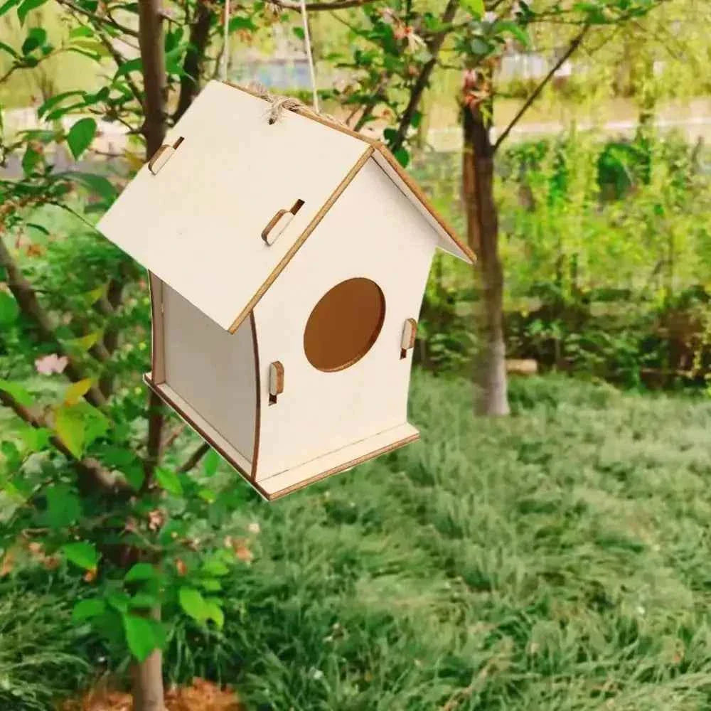 Easy To Assemble Wooden Bird Nest Hous DIY Natural Aesthetic Hanging Birdhouse Decoration Hummingbird Cages Outdoor