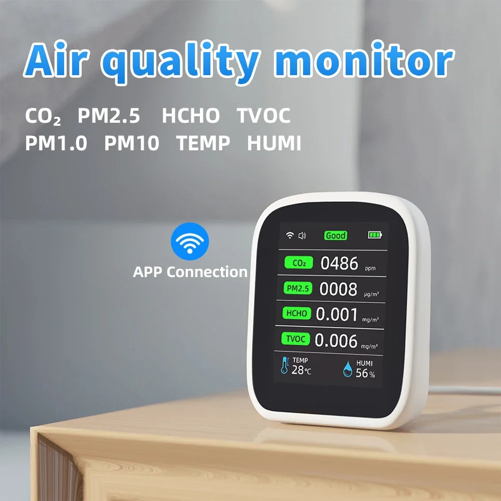 Portable WIFI Air Quality Tester APP Control PM2.5 CO2 Air Pollution Analyzer Temperature Humidity Test Meter Infrared Sensor