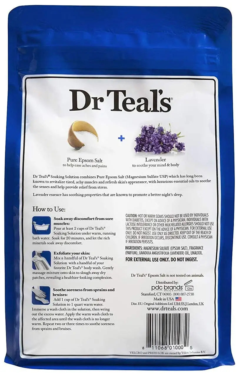 Epsom Salt Bath Soaking Solution, Eucalyptus and Lavender, 2 Count, 3lb Bags - 6lbs Total, Soothes Sore Muscles