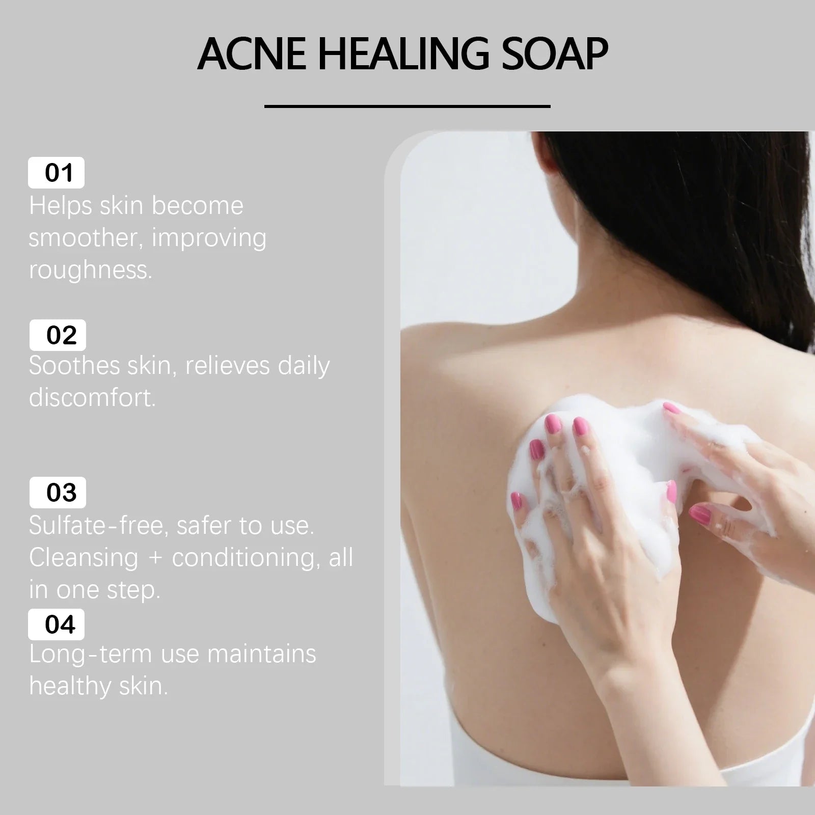 Body Cleansing Soap Moisturizing Brightening for Back Acne Free Natural Body Wash Bar Deep Clean Removes Odors Smooth Skin 100g