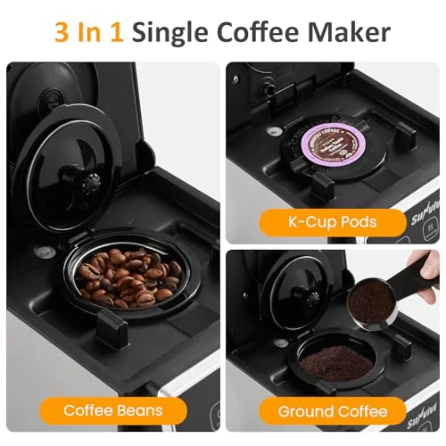 Coffee Maker With Grinder For Home Office Use 3In1