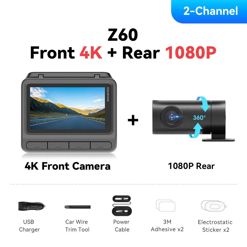 Ddpai Z60 4K 2K 1080P Dash Cam With GPS ADAS Night Vision