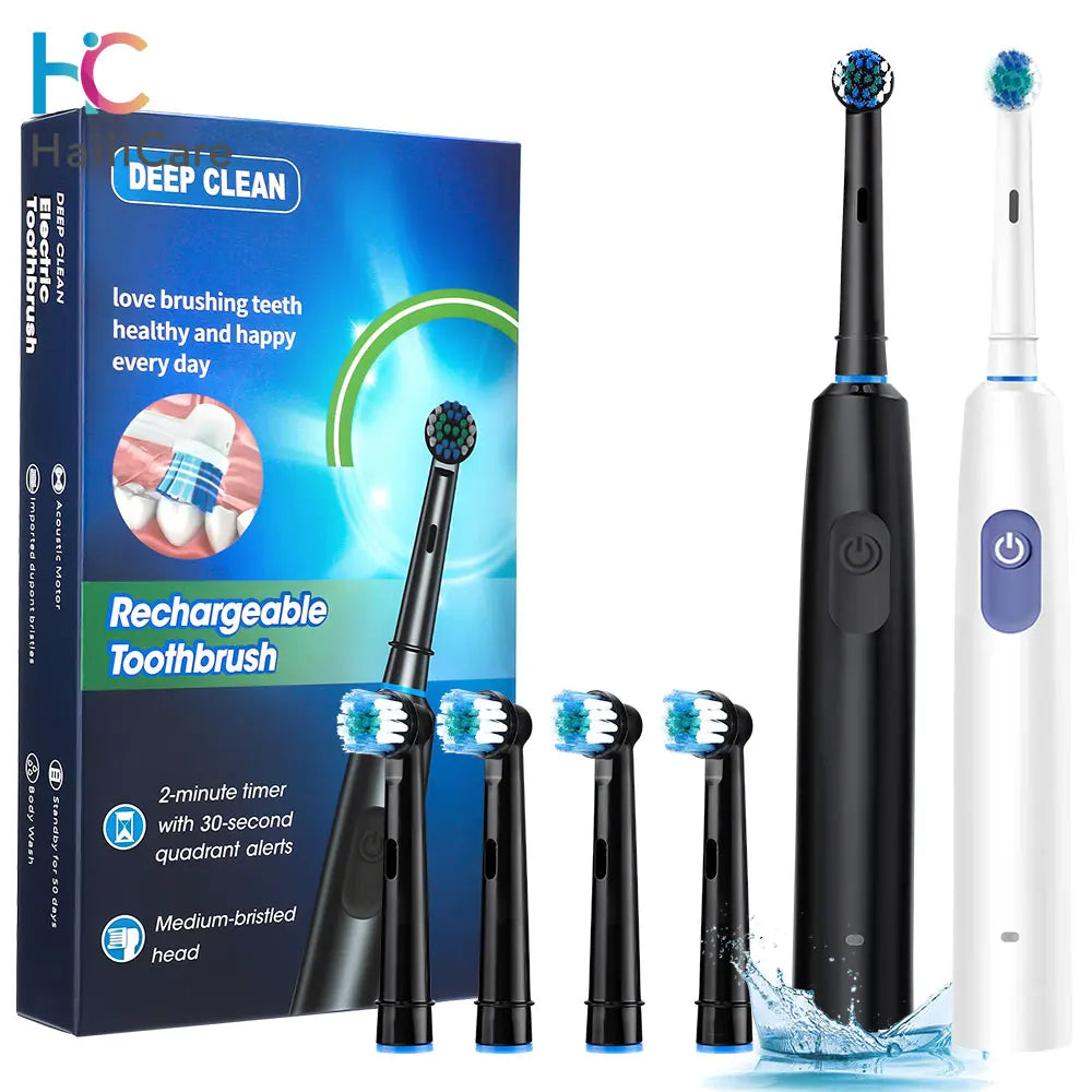 AFDEAL Rotating Electric Toothbrush With 4 Heads And 5 Modes