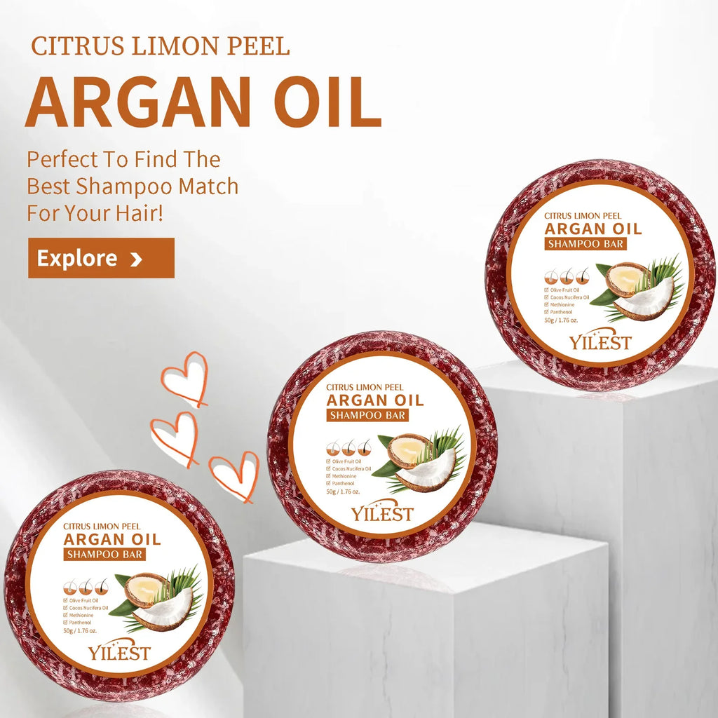 Argan Oil Shampoo Soap Bar Anti Hair Loss Repair Damaged Frizz Argan Oil Scalp Treatment Hair Care for Hair-Gentle Moisturizing