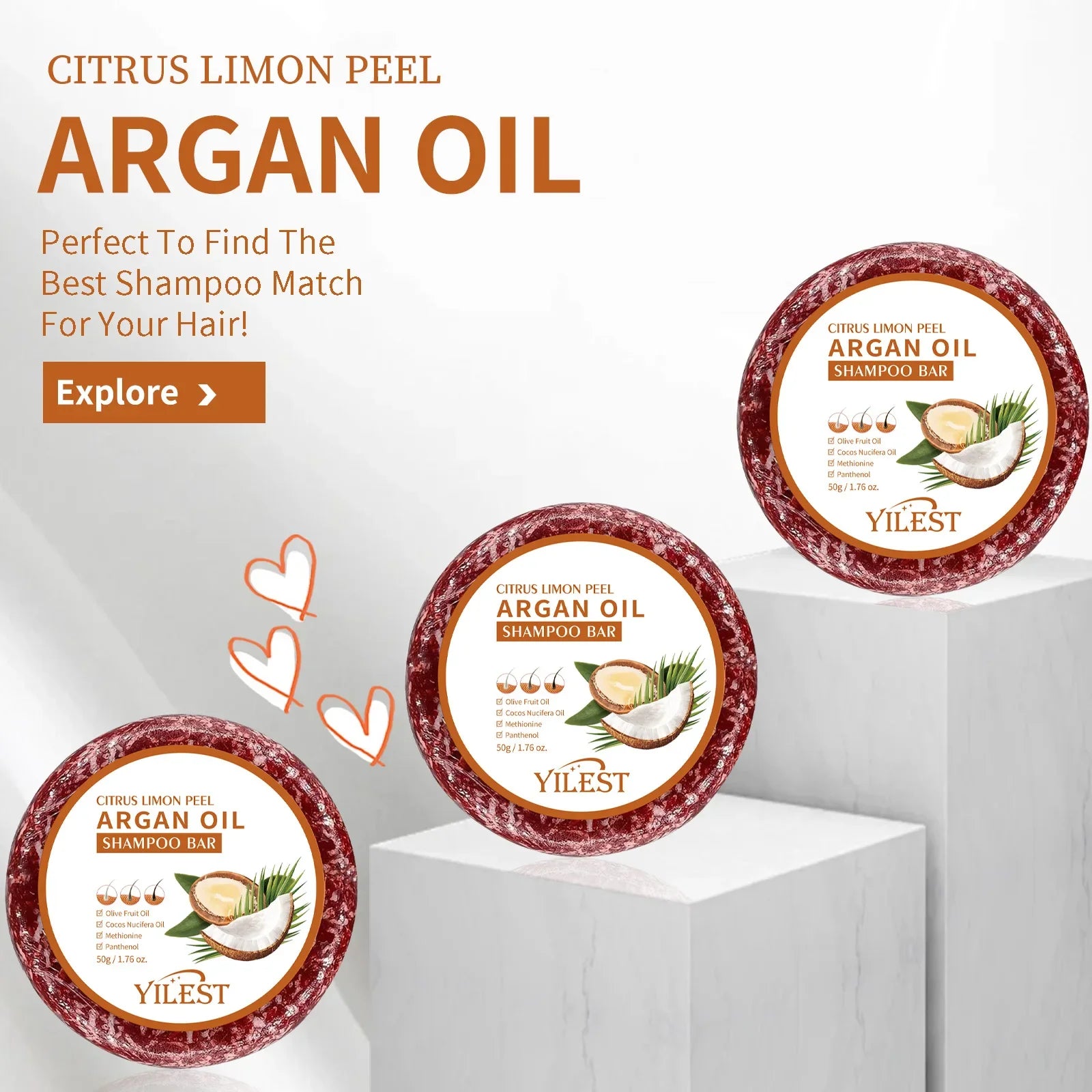 Argan Oil Shampoo Soap Bar Anti Hair Loss Repair Damaged Frizz Argan Oil Scalp Treatment Hair Care for Hair-Gentle Moisturizing