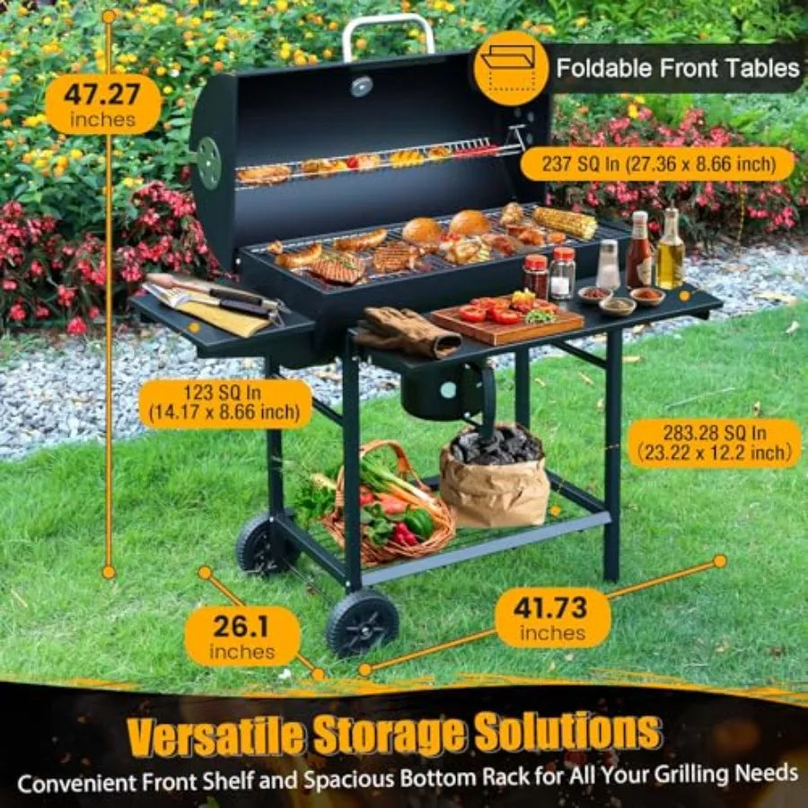 SHXI Charcoal BBQ Grill With Side Table For Backyard Grilling