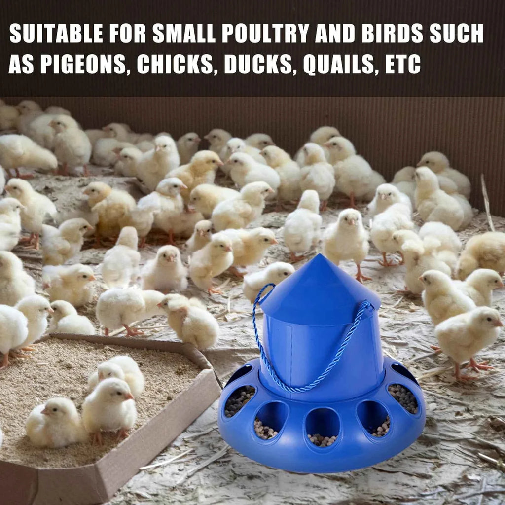 Pigeon Feeder Chicken Automatic Feeder Bird Feeding Bucket Bowl Food Dispenser 11 Holes for Chicken Pigeon Quail Hen Budgie 1Pc