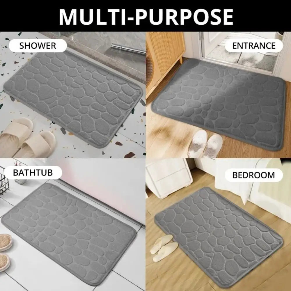 Cobblestone Embossed Bath Mat Non-slip Carpets Water Absorption Washable Bathtub Floor Rug Shower Doormat Bathroom Decor