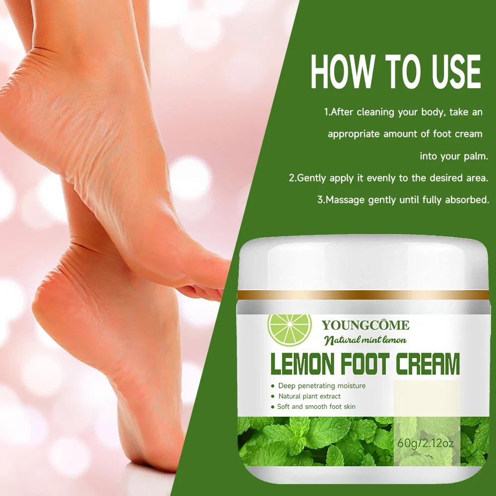LEMON Foot Cream Heel Cracking Repair Products Exfoliation Dead Skin Removal Softening Moisturize Smooth Skin Care Natural Hand