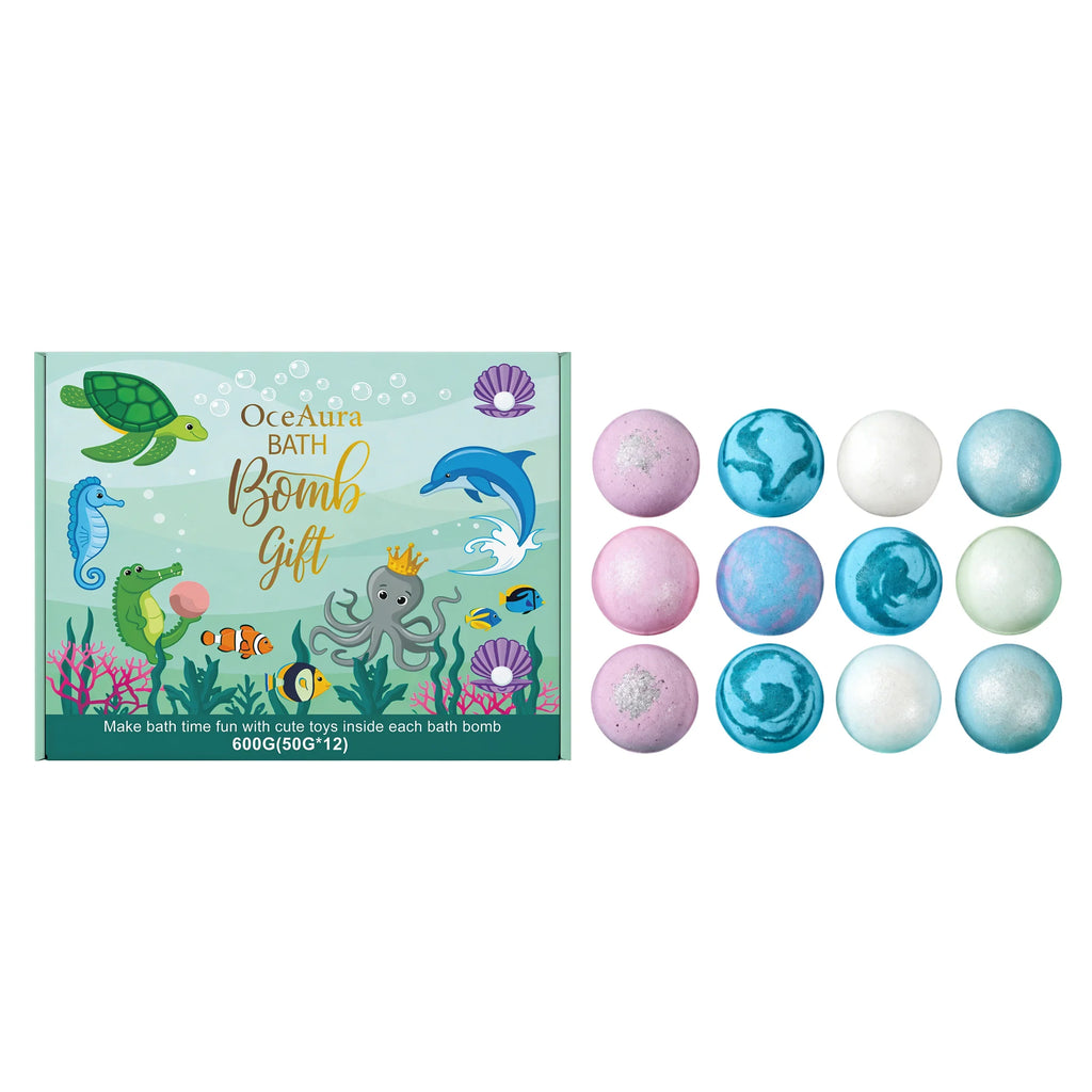 12pcs Bath Bombs Set with Surprise Toys Inside Natural Organic Bubble Bath Fizzies Balls Gift for Holiday Gift Set