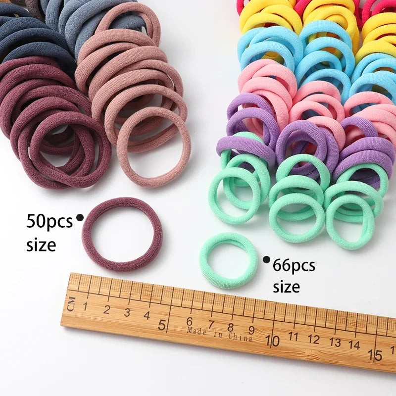 Everyday Gentle Hair Ties Set of 50, Breathable Fabric Hair Bands for Smooth Styling (Neutral Colors)