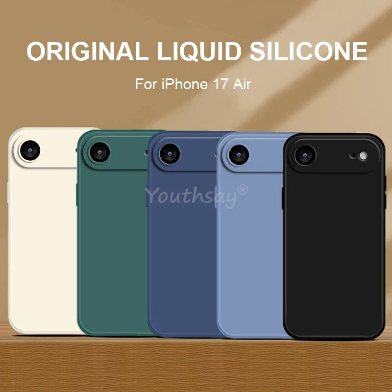 iPhone 17 Case Liquid Silicone Plain Case For iPhone Air Cover TPU Anti-drop Phone Protector For iPhone 17 Pro Max Case