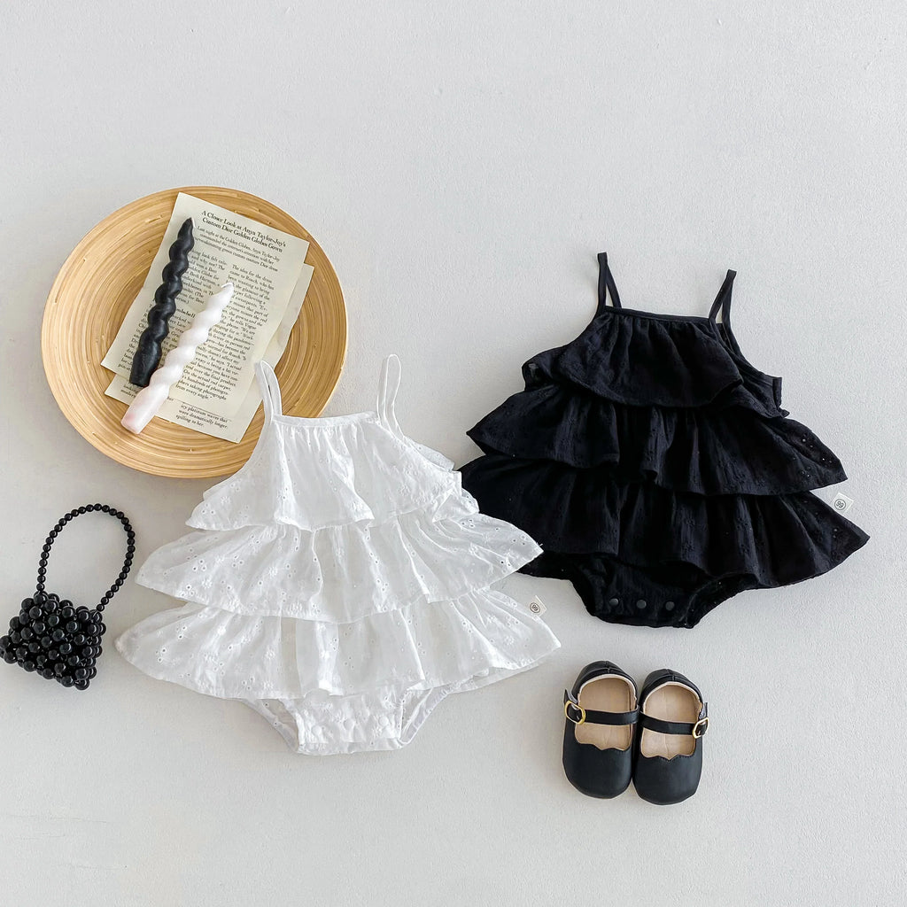Korea Fashion Baby Girls Camisole Romepr Princess Cotton Sling Infant Bodysuit Dress Baby Outfit 0-2 Years Old