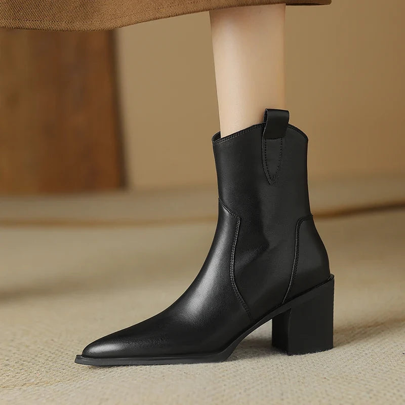 2026 Autumn Women Boots Women Shoes Pointed Toe Chunky Heel Boots Casual Winter Boots Short Modern Boots Chelsea High Heels