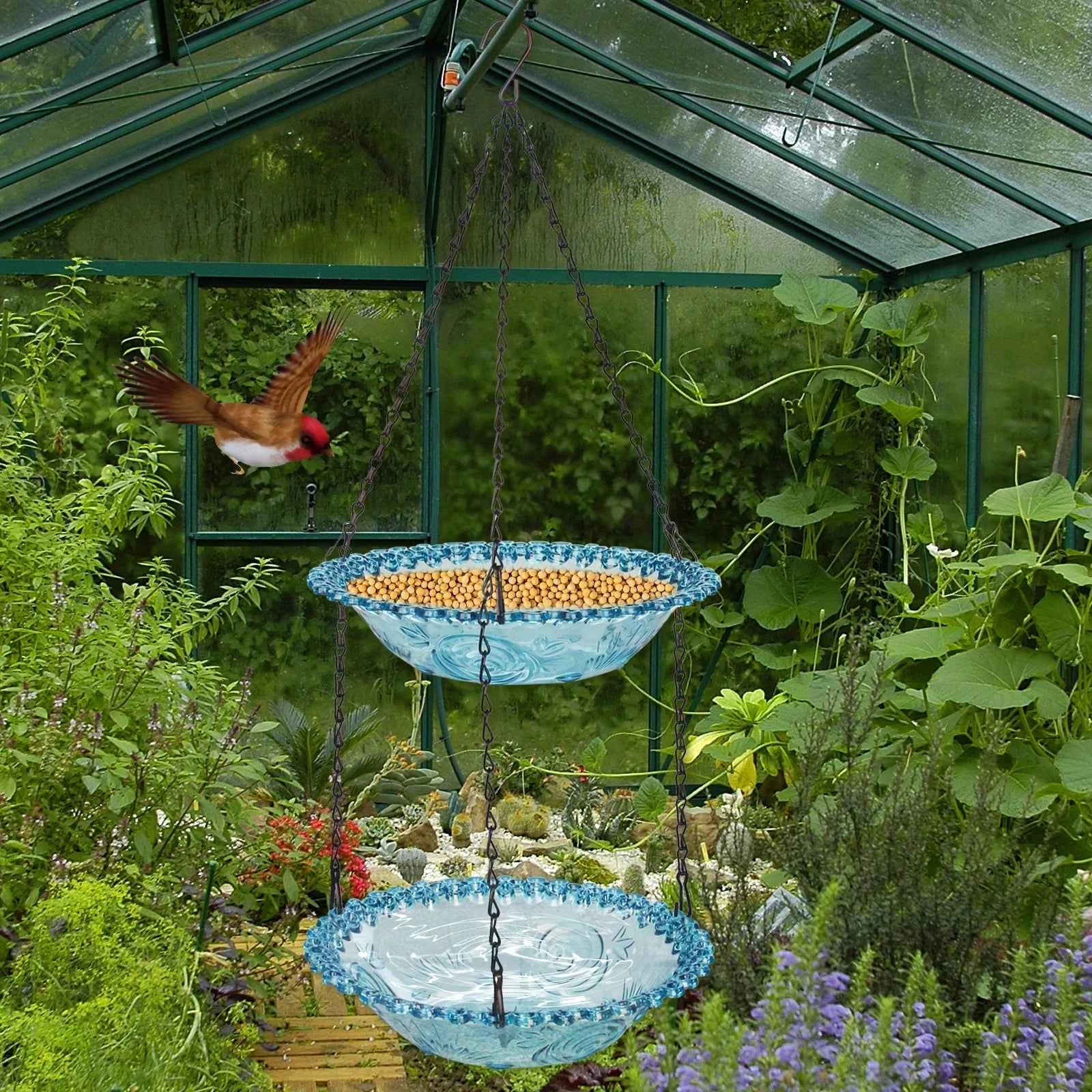 Hanging Bird Bath Hanging Bird-Feeder- Garden BirdBath Tray Wildlife Feeder Plate Water Bowl or Water Bowl for Garden Decoration