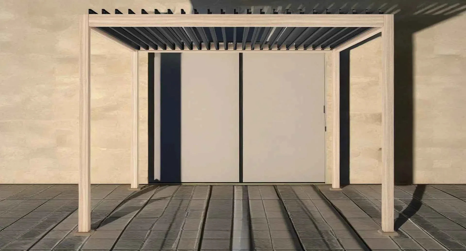 Bioclimatic Motorized Aluminum Pergola - Adjustable Louvered Roof Garden Gazebo