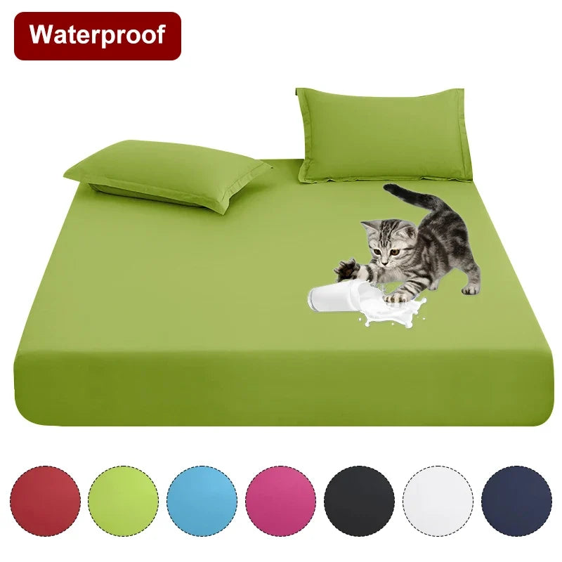Waterproof Mattress Cover Fitted Bed Sheet With Elastic Band Anti-slip Adjustable Mattress Protector Double Fitted Sheet For Bed