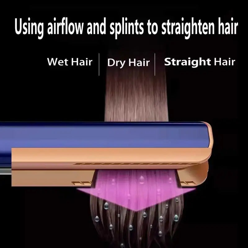 2-in-1 Negative Ion Hair Dryer Multi-Function Straightener Long-Lasting Styling Tool Straightener for Wet or Dry Hair